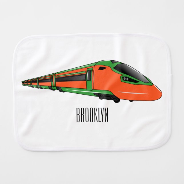 Bullet train cartoon illustration baby burp cloth (Front Horizontal)