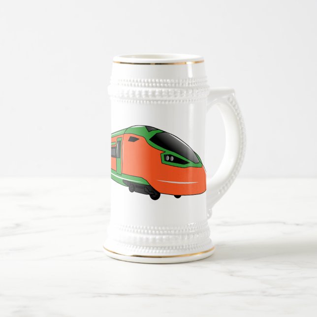 Bullet train cartoon illustration beer stein (Front Right)