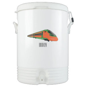 Bullet train cartoon illustration beverage cooler