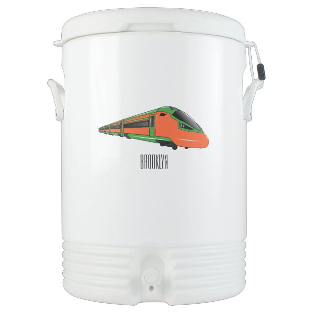 Bullet train cartoon illustration beverage cooler (Front)