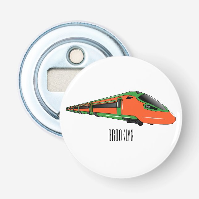 Bullet train cartoon illustration bottle opener (Front)