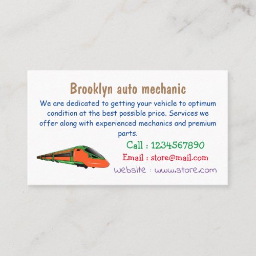 Bullet train cartoon illustration business card