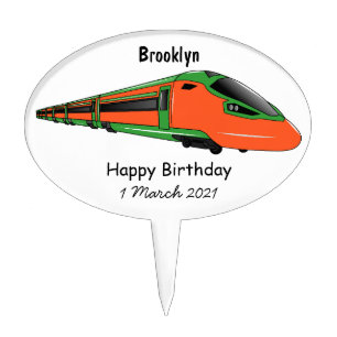 Bullet train cartoon illustration cake topper