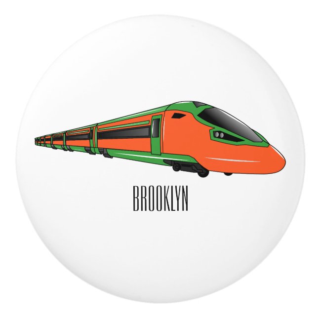 Bullet train cartoon illustration ceramic knob (Front)