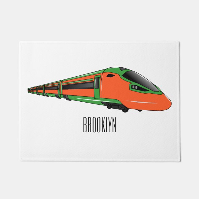 Bullet train cartoon illustration doormat (Front)