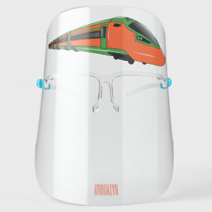 Bullet train cartoon illustration face shield