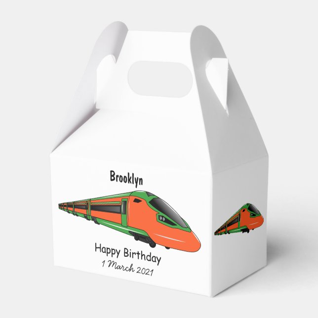 Bullet train cartoon illustration favor boxes (Front Side)