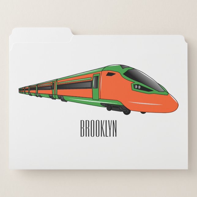 Bullet train cartoon illustration file folder (Front Left)