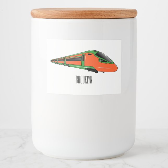 Bullet train cartoon illustration food label (Front)