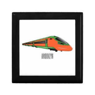 Bullet train cartoon illustration gift box