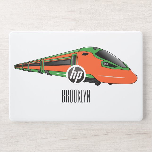 Bullet train cartoon illustration HP laptop skin (Front)