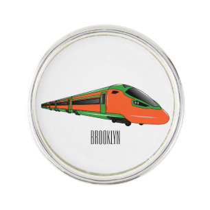 Bullet train cartoon illustration lapel pin