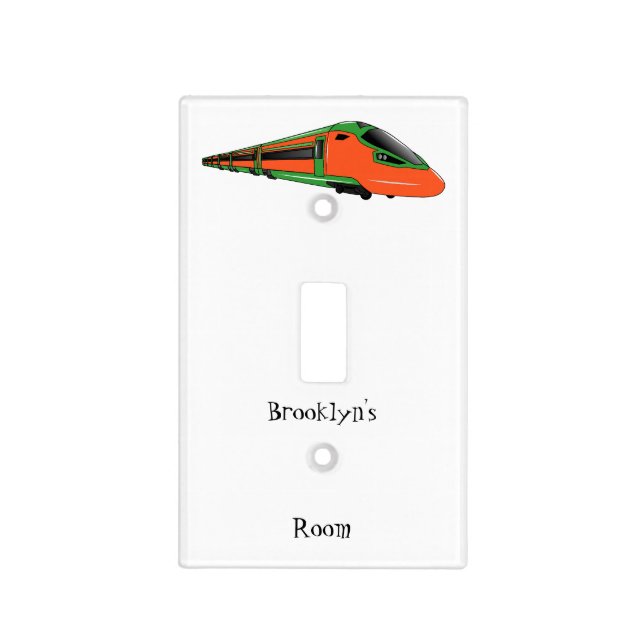 Bullet train cartoon illustration light switch cover (Front)