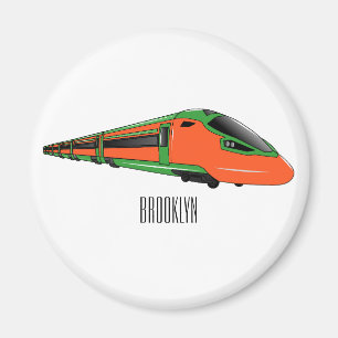 Bullet train cartoon illustration magnet