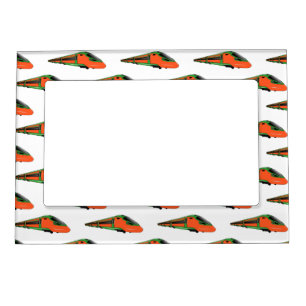 Bullet train cartoon illustration magnetic frame