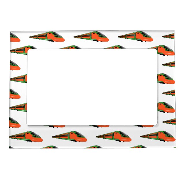 Bullet train cartoon illustration magnetic frame (Front)