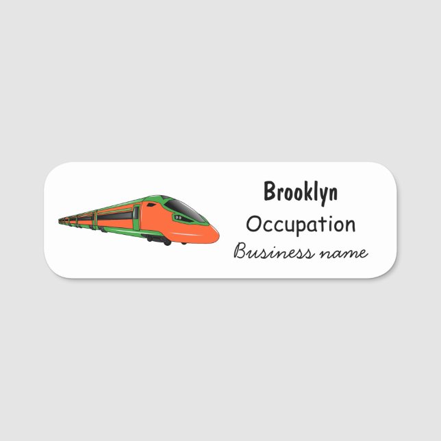 Bullet train cartoon illustration name tag (Front)
