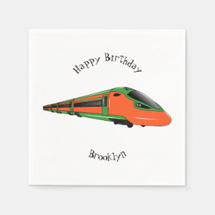 Bullet train cartoon illustration napkins