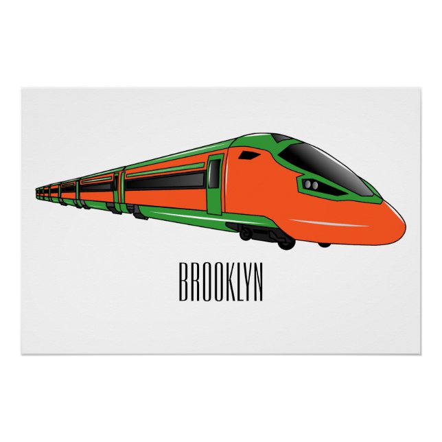 Bullet train cartoon illustration poster (Front)