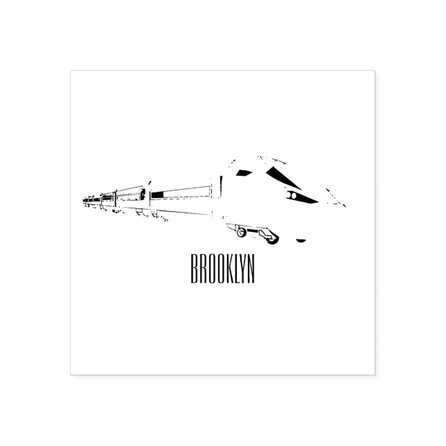 Bullet train cartoon illustration rubber stamp (Imprint)