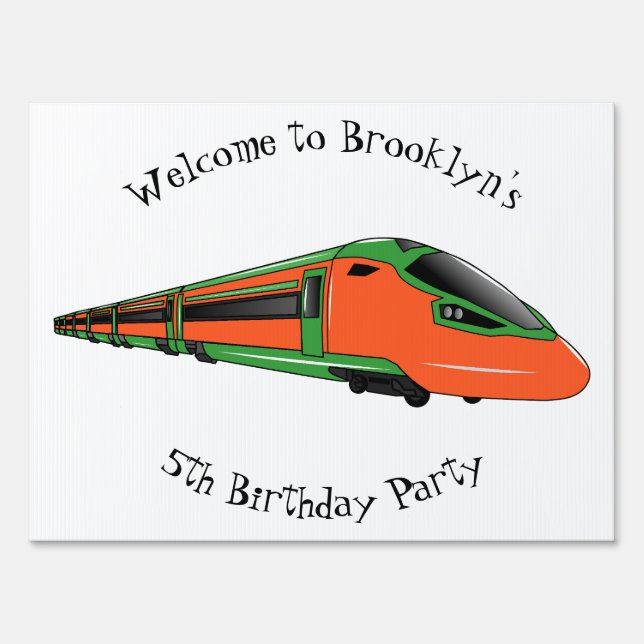 Bullet train cartoon illustration sign (Front)