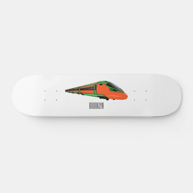Bullet train cartoon illustration skateboard (Horz)