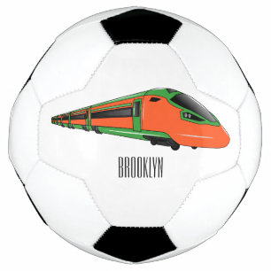 Bullet train cartoon illustration soccer ball