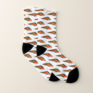 Bullet train cartoon illustration socks