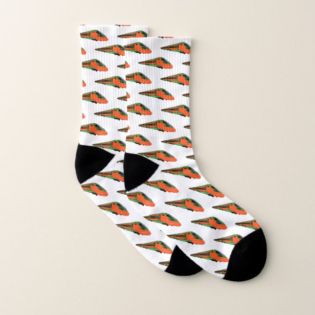 Bullet train cartoon illustration socks (Pair)