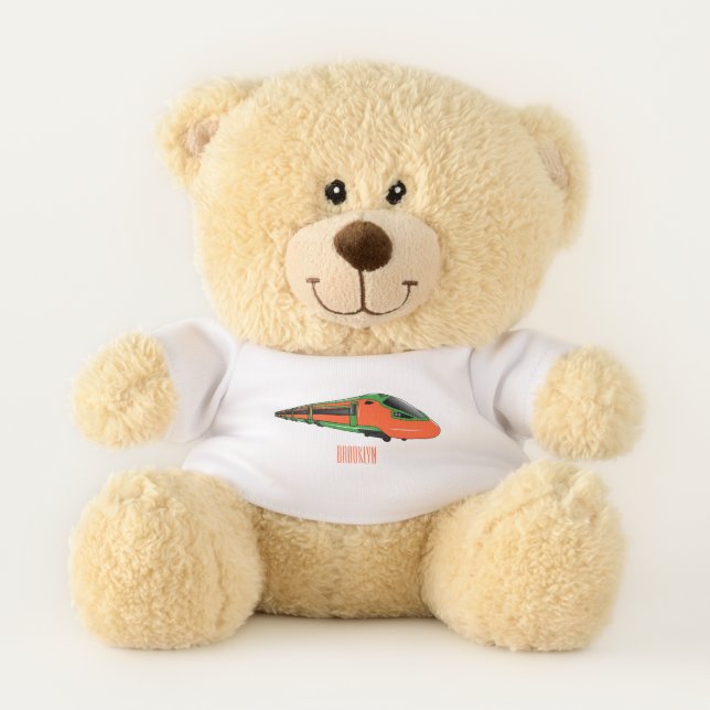 Bullet train cartoon illustration teddy bear (Front)