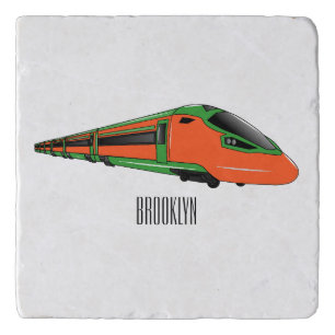 Bullet train cartoon illustration trivet