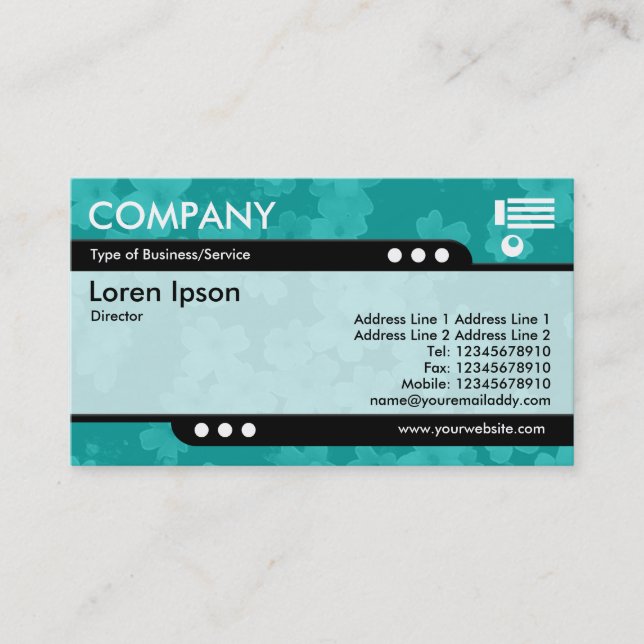 Bullet Train - Flower Texture - Aqua Blue (0ABAB5) Business Card (Front)