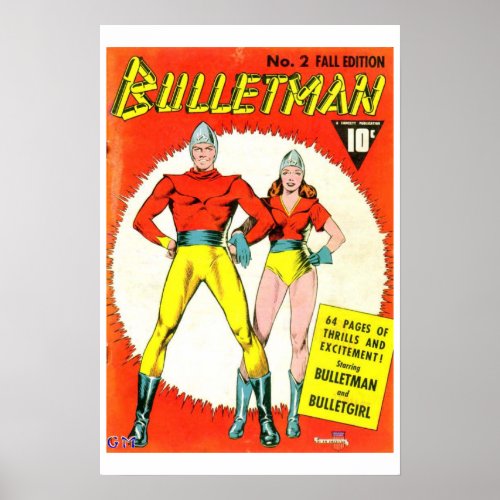 Bulletman Vintage Comic Book Cover Poster