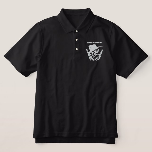 Bullets in the Gun Ute Club Embroidered Black Polo (Design Front)