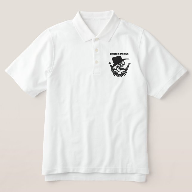 Bullets in the Gun Ute Club Embroidered White Polo (Design Front)