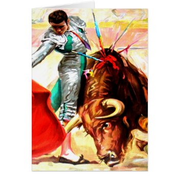 Bullfight Bull Fight Vintage Poster Art Blank Note by PrintTiques at Zazzle