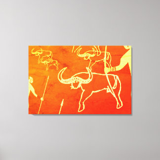 bullfight rock painting canvas print