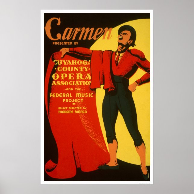 Bullfighter Carmen 1939 WPA Poster (Front)