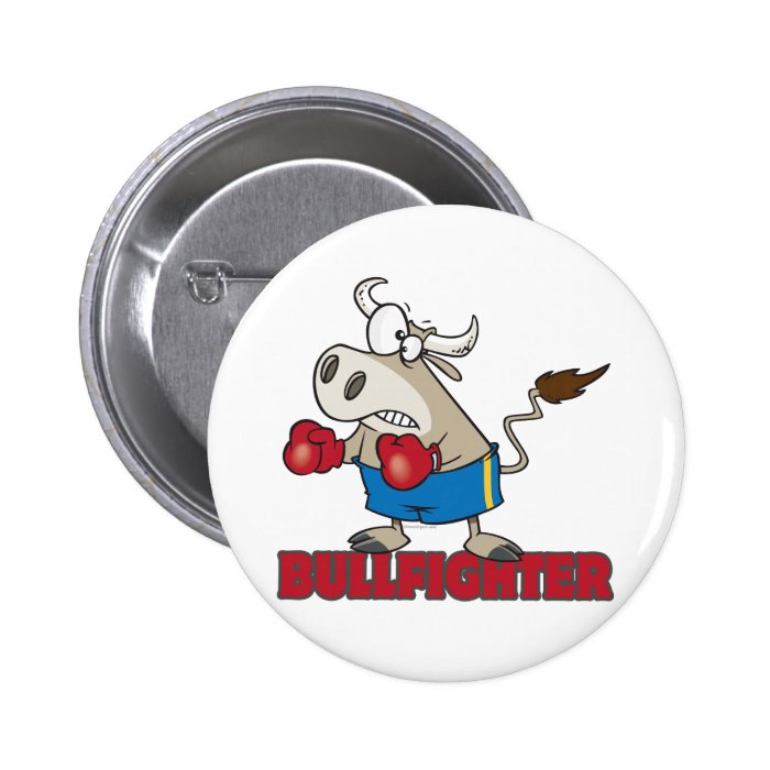 bullfighter funny boxer bull cartoon character pin