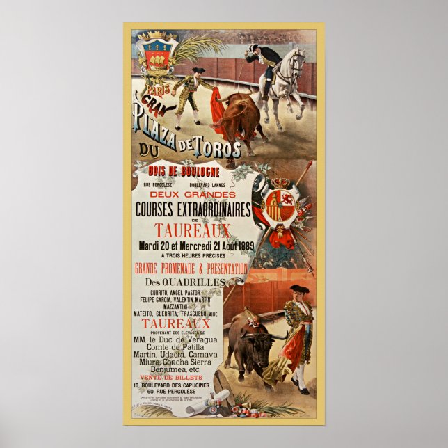 Bullfighting ~ Two Great Bull Races ~ D. Perea ~ Poster (Front)
