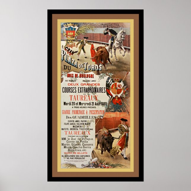 Bullfighting ~ Two Great Bull Races ~  D. Perea ~ Poster (Front)