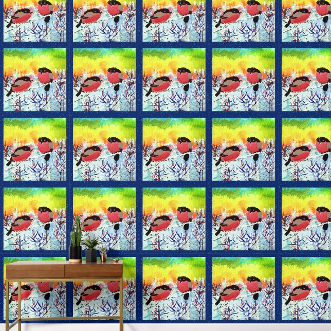 Bullfinch bird wallpaper  (Hallway)