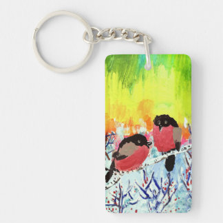Bullfinch Birds Keychain