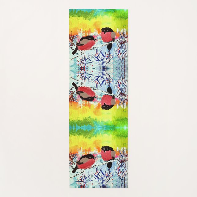 Bullfinch Birds Yoga Mat (Front)