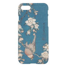 Bullfinch on a Weeping Cherry Branch by Hokusai