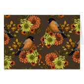 Bullfinch on autumn florals (Front Horizontal)
