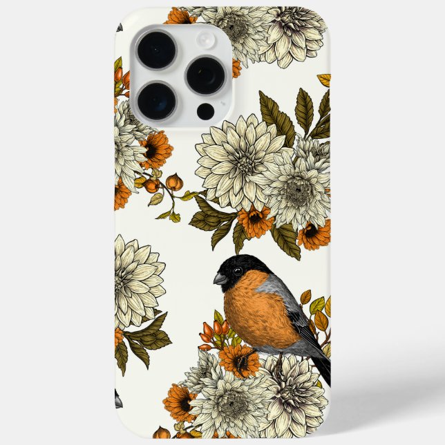 Bullfinch on autumn florals 2 Case-Mate iPhone case (Back)