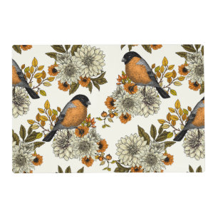 Bullfinch on autumn florals 2 placemat