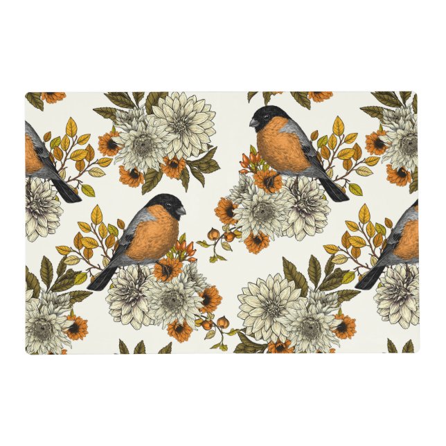 Bullfinch on autumn florals 2 placemat (Front)