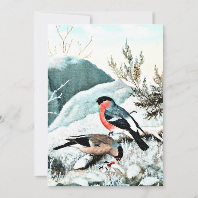 Bullfinches in Winter Landscape Card (Front)